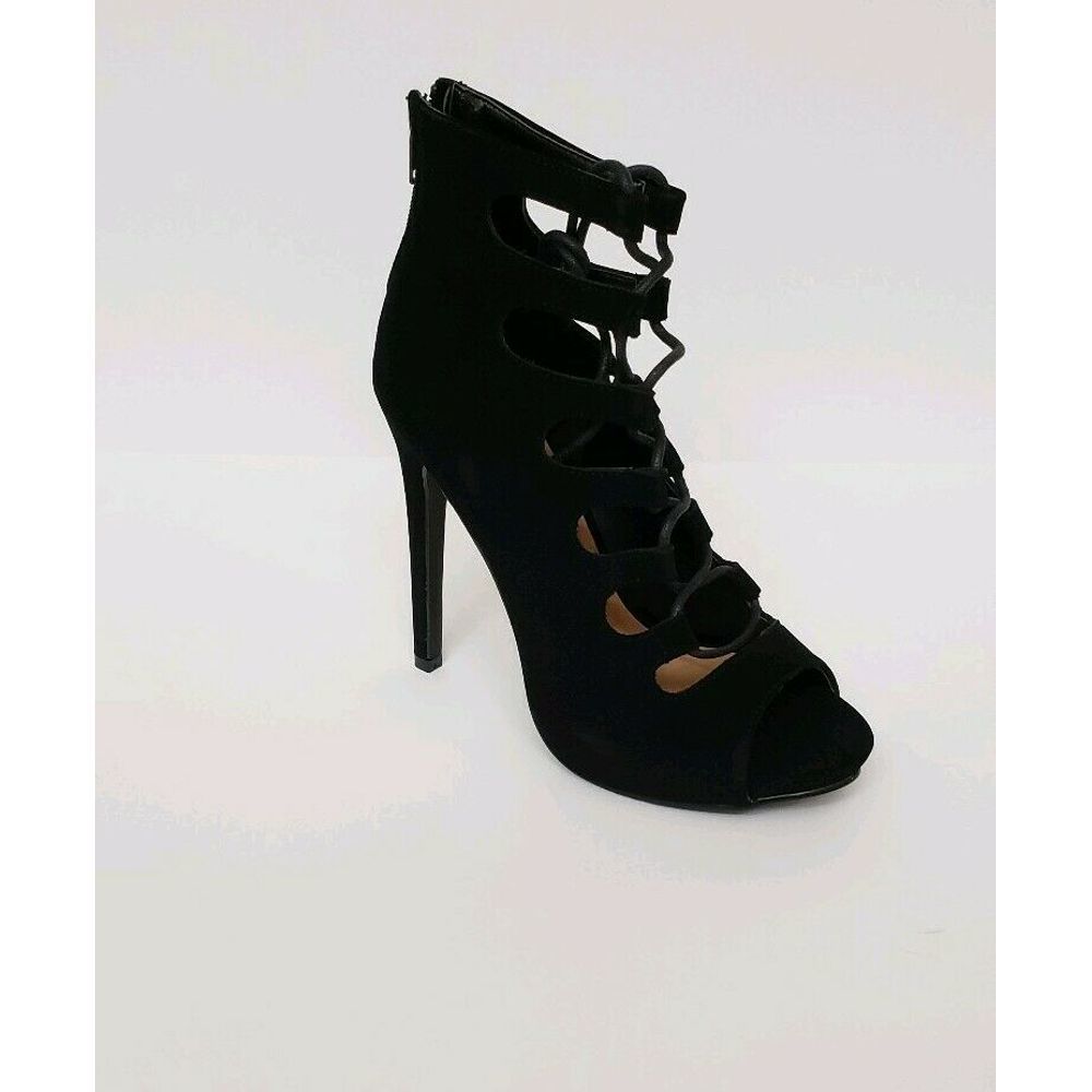 Glaze Womens Heels Size 7 Black Strappy Platform - Picture 5 of 8